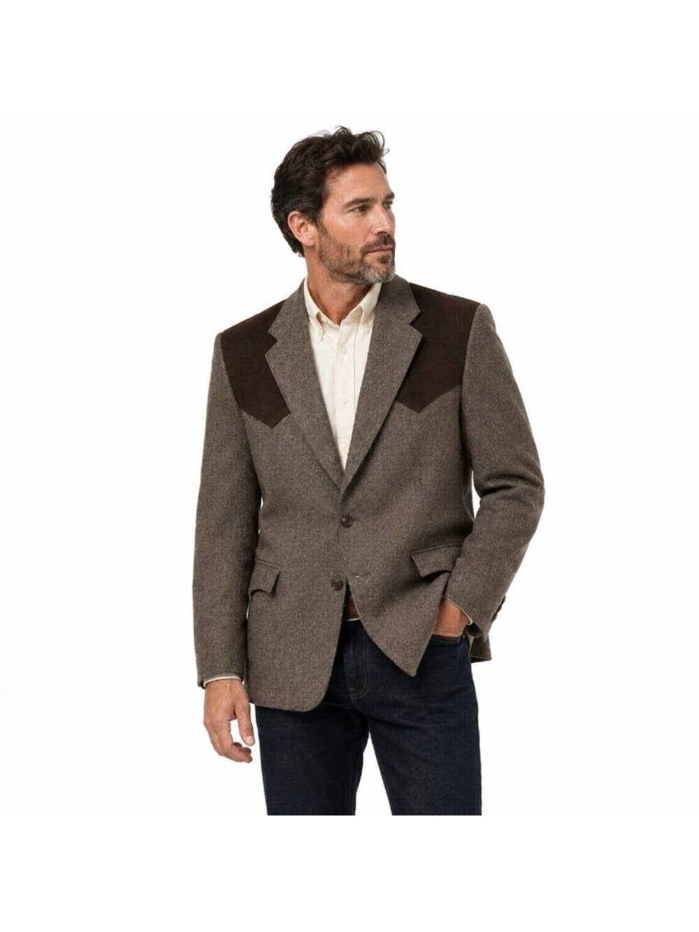 Circle S jacket blazer sport coat brown 42L western cowboy contrasting yoke